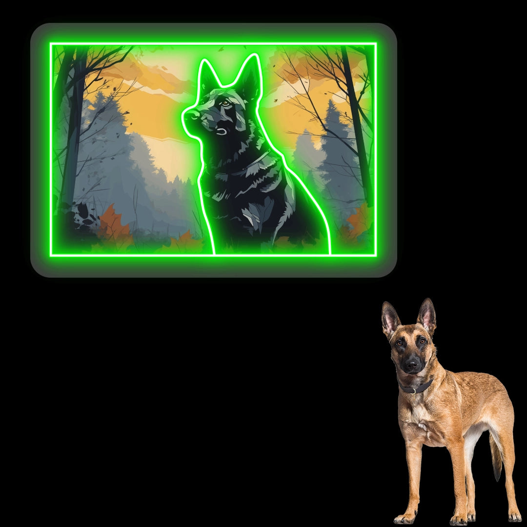 Misty Woods German Shepherd Neon Artwork Sign