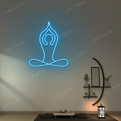 Padmasana With Raised Arms Yoga Neon Sign