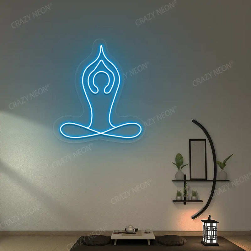 Padmasana With Raised Arms Yoga Neon Sign