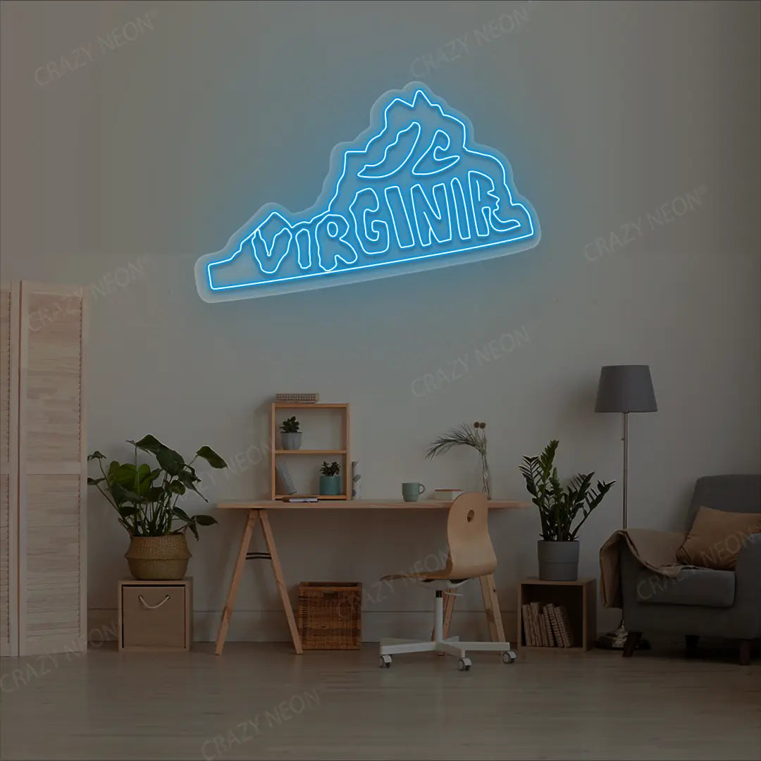 VIRGINIA Map Neon Sign