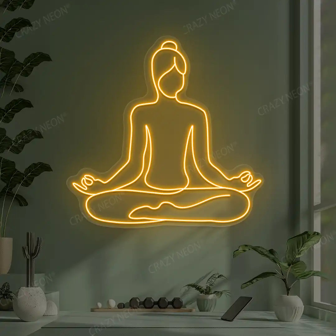 Swastikasana Contour Yoga Neon Sign