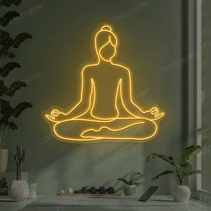 Swastikasana Contour Yoga Neon Sign