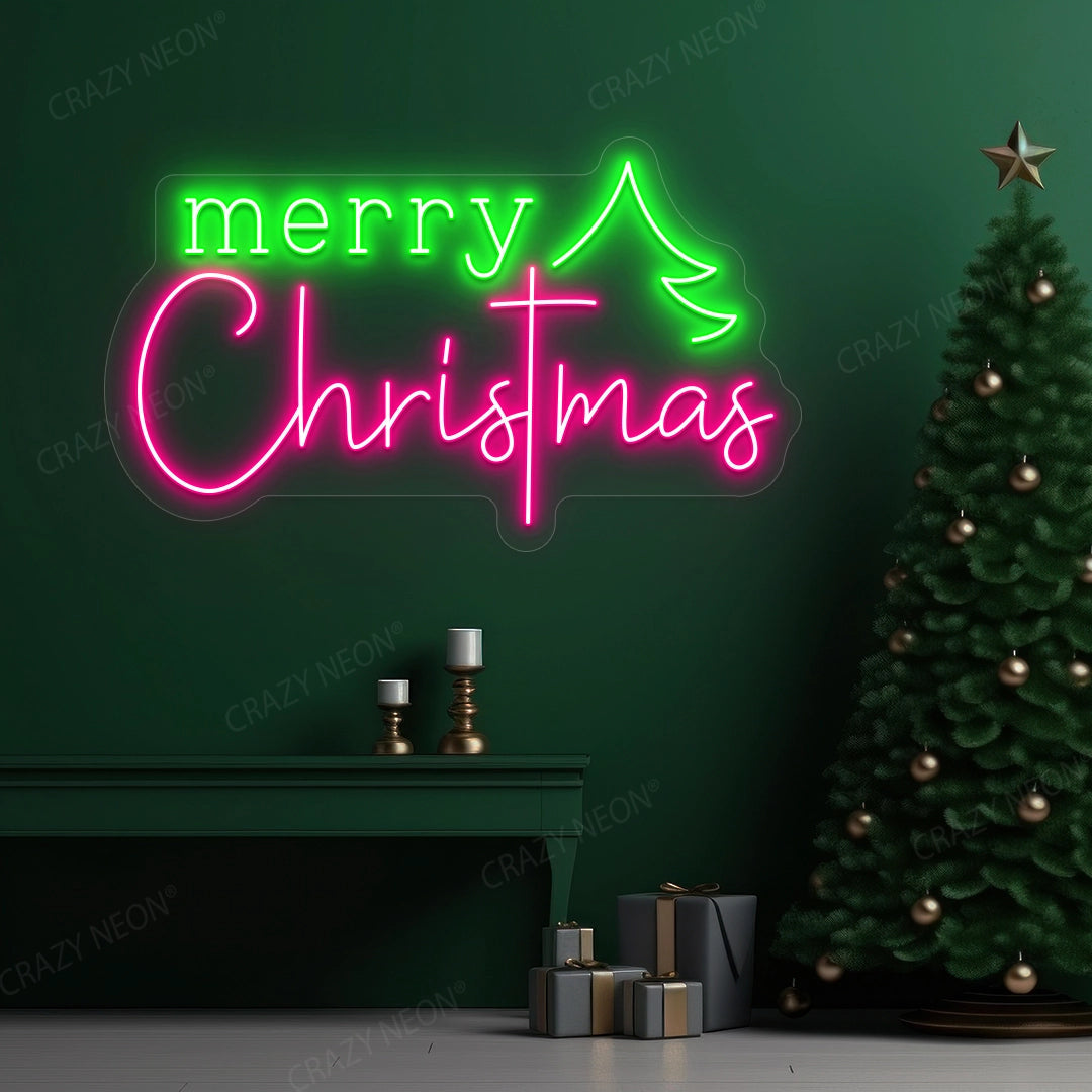 Christmas Wishes & Trees Neon Sign