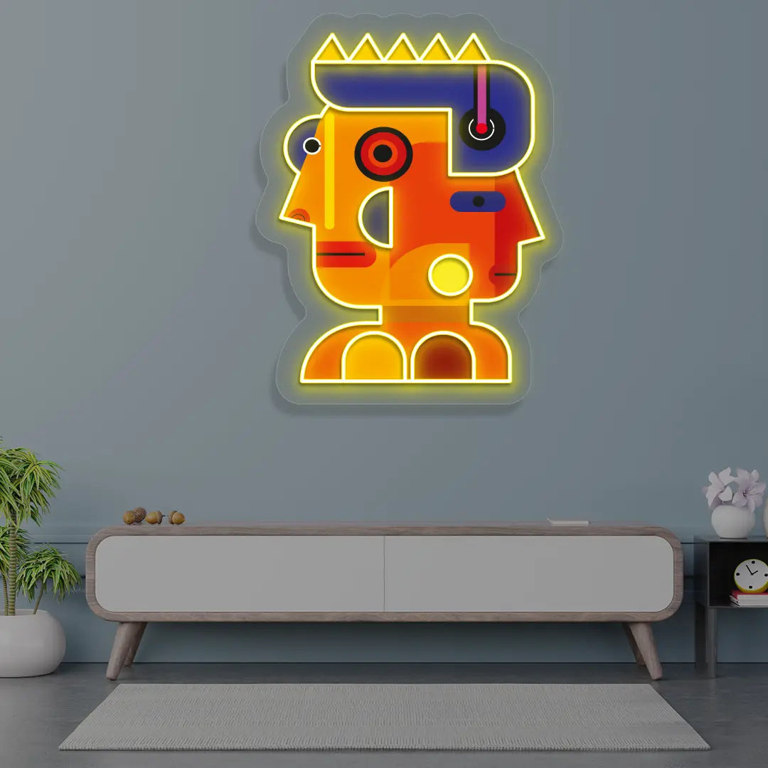 Prism Face Abstract Neon Artwork Sign