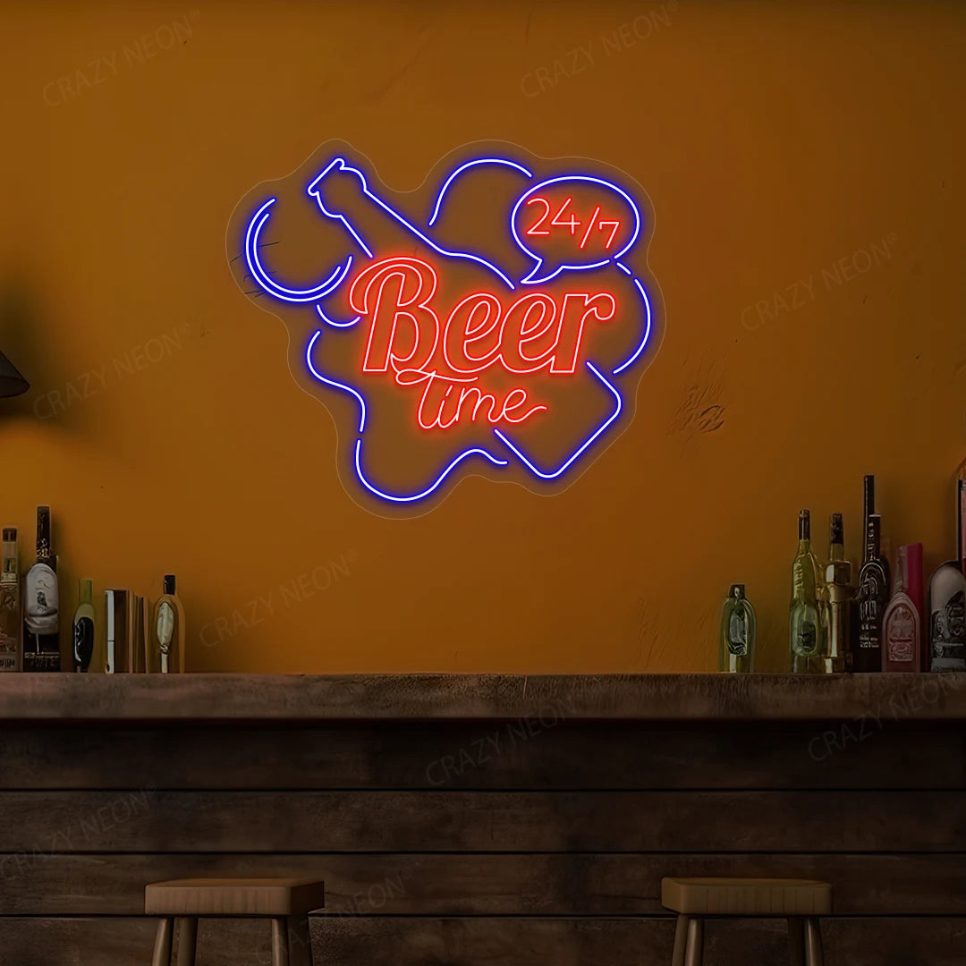 Beer Time 24/7 Neon Sign