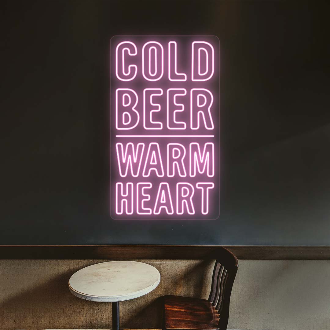 Cold Beer Warm Heart Bar Neon Sign