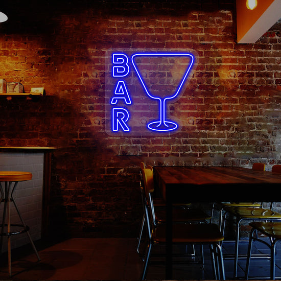 Glass and Bar Neon Sign