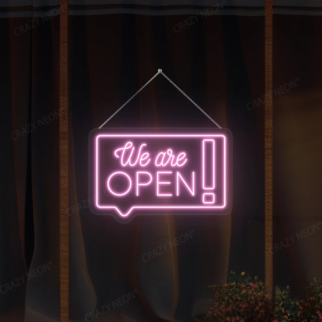 Open Chat Box LED Sign, modern business decor, blue light, sleek, office art, position 14 of 16.
