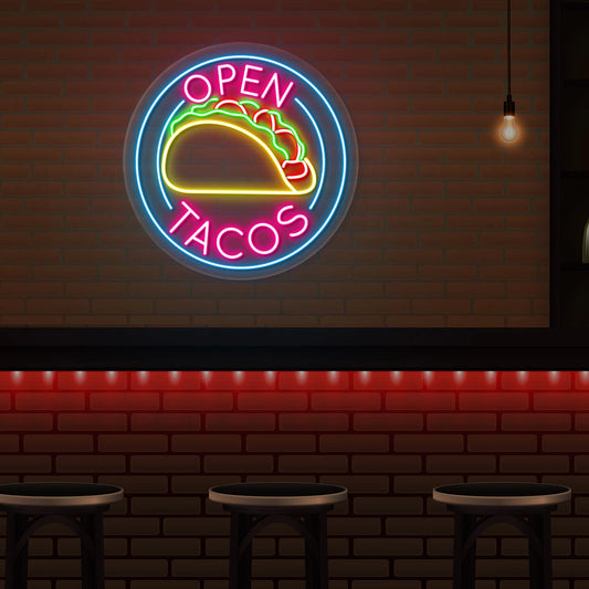 Tacos Open LED Neon Sign- Multicolor