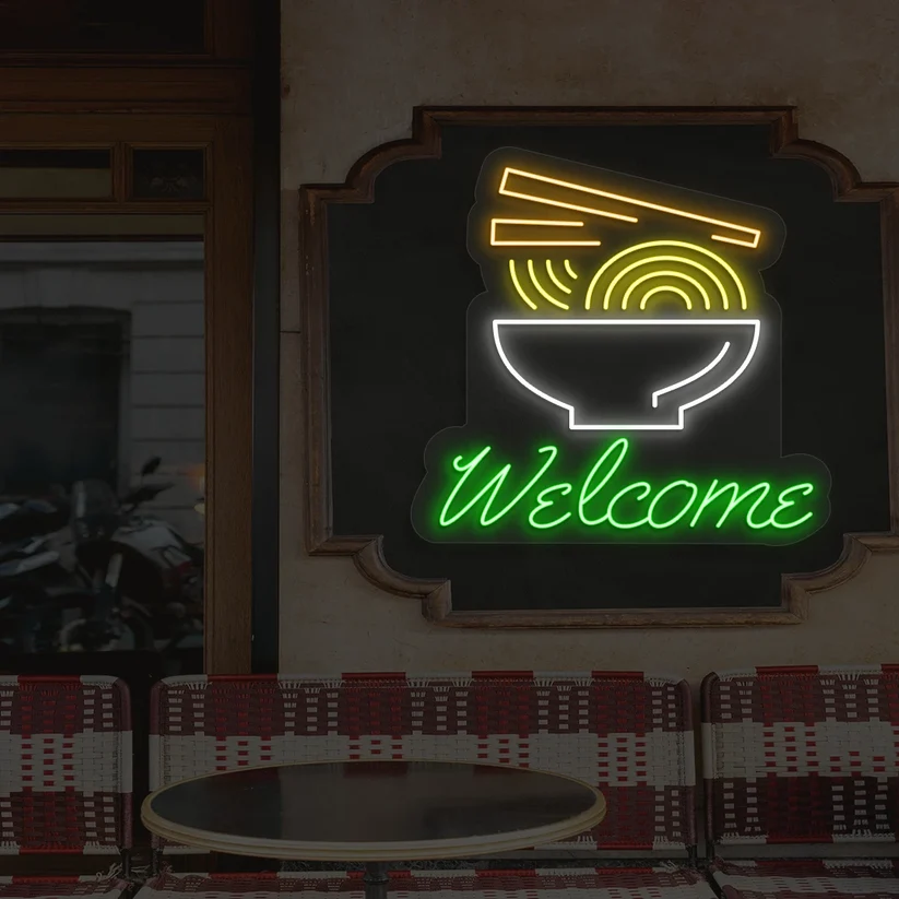 Welcome Noodle Bowl Neon Sign