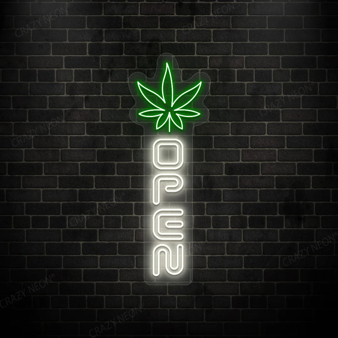 Weed Leaf Open Neon Sign