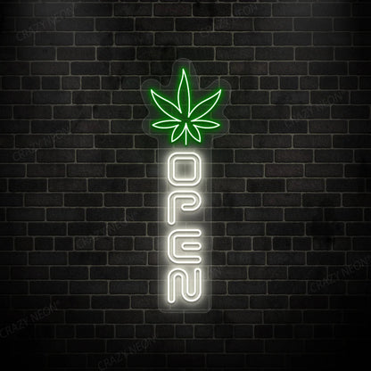 Weed Leaf Open Neon Sign