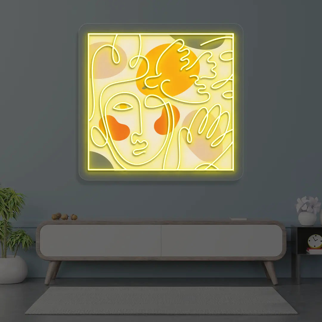 Abstract Face Neon Artwork Sign