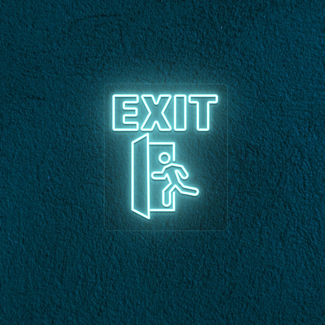 Exit Text With Door Neon Sign