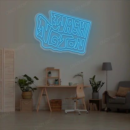 WASHINGTON Map Neon Sign