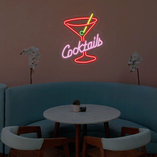 Cocktails Glass Bar Neon Sign