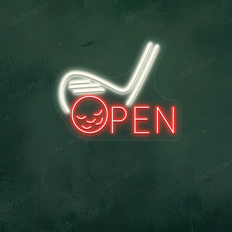 Golf Stick Open Neon Sign