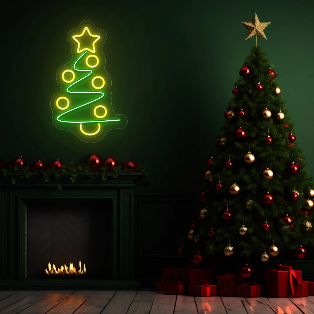 Star Top Spiral Tree Neon Sign