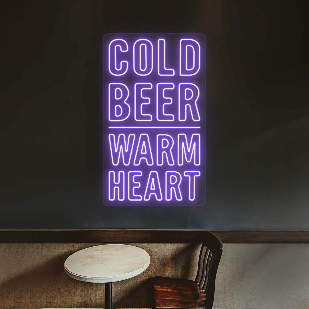 Cold Beer Warm Heart Bar Neon Sign