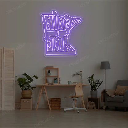 MINNESOTA Map Neon Sign