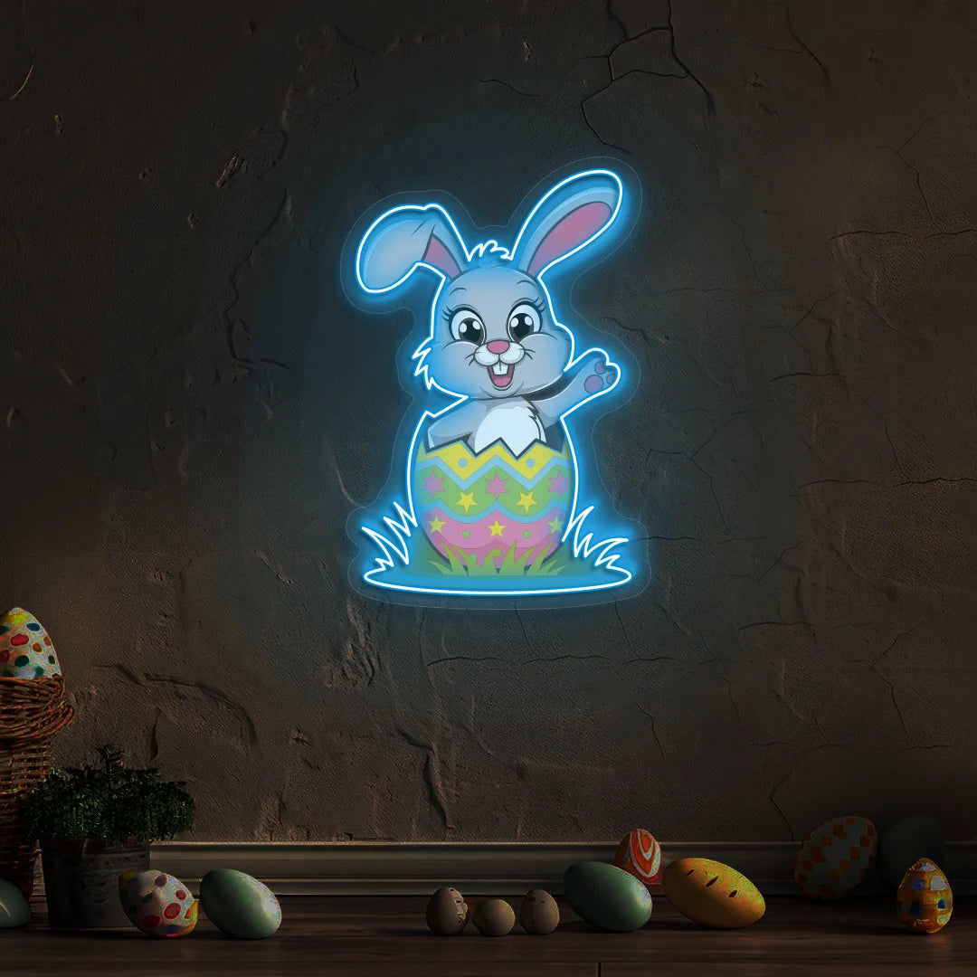 Easter Bunny in Egg Neon Artwork Sign