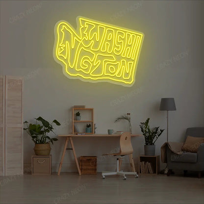 WASHINGTON Map Neon Sign