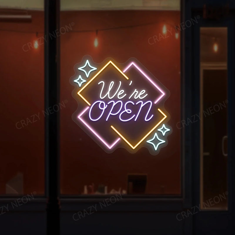 We're Open LED Neon Sign - Multicolor
