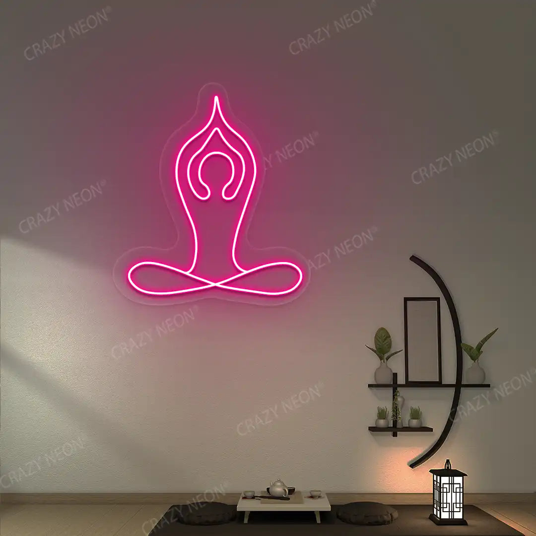 Padmasana With Raised Arms Yoga Neon Sign