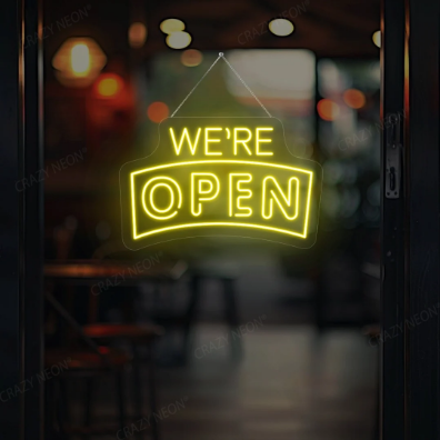 Arc Shape We're Open Neon Sign
