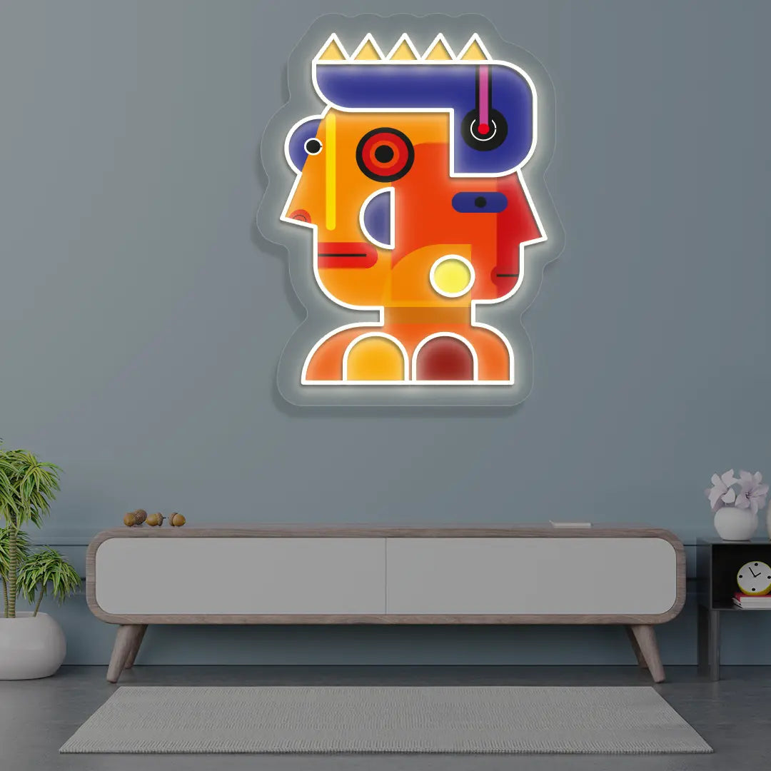 Prism Face Abstract Neon Artwork Sign