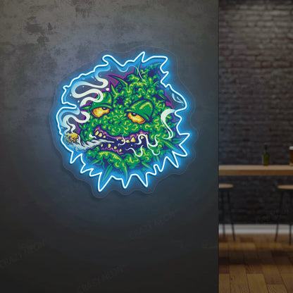Trippy Weed Monster Neon Artwork Sign