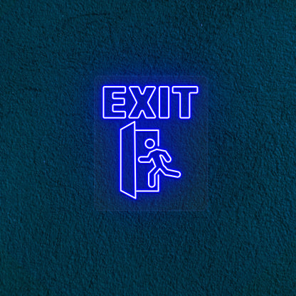 Exit Text With Door Neon Sign