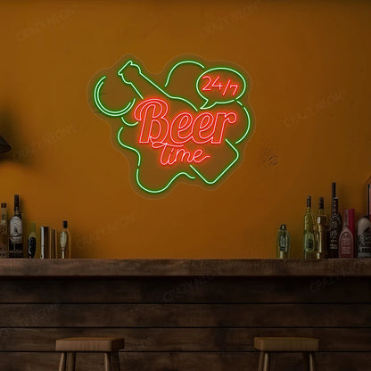 Beer Time 24/7 Neon Sign