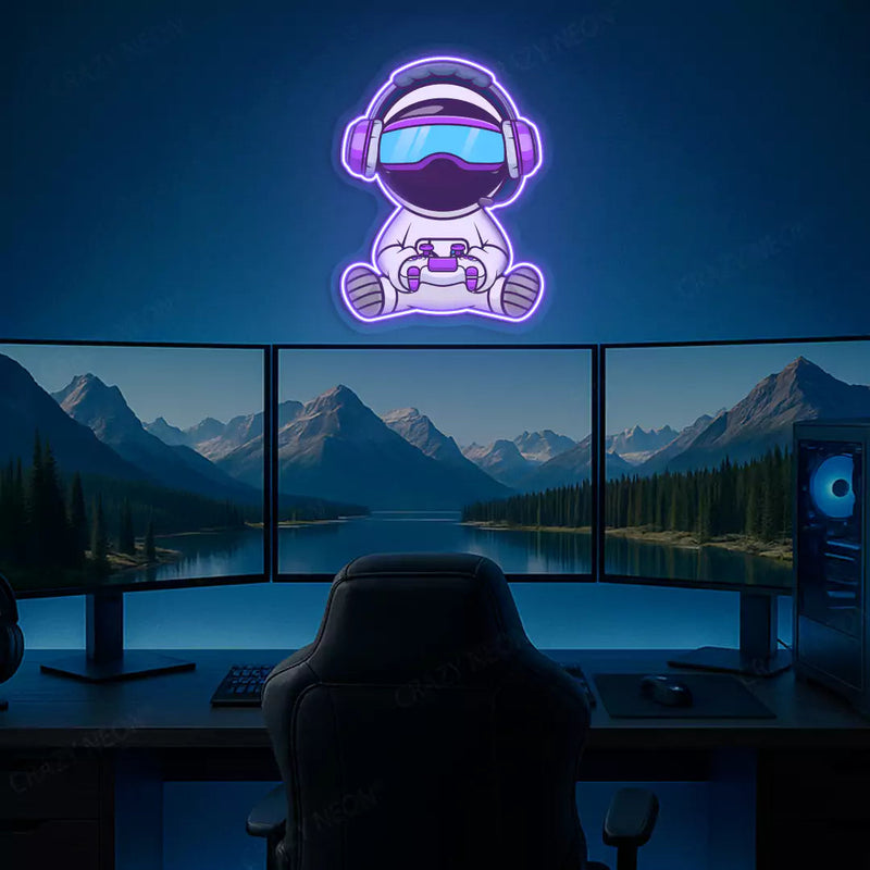 Kid Astronaut VR Gamer Neon Artwork Sign