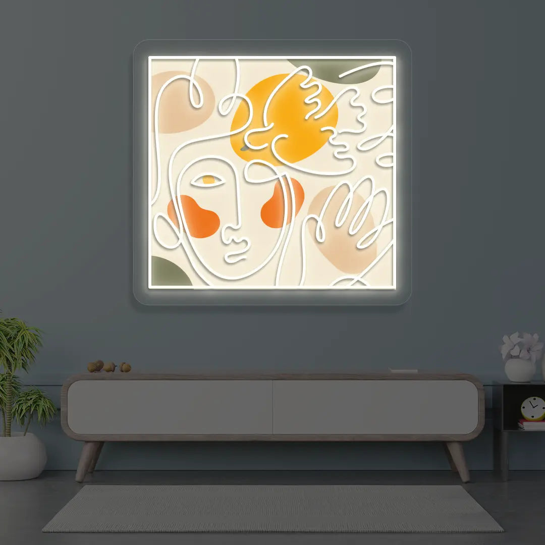 Abstract Face Neon Artwork Sign