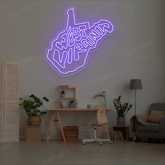 WEST VIRGINIA Map Neon Sign