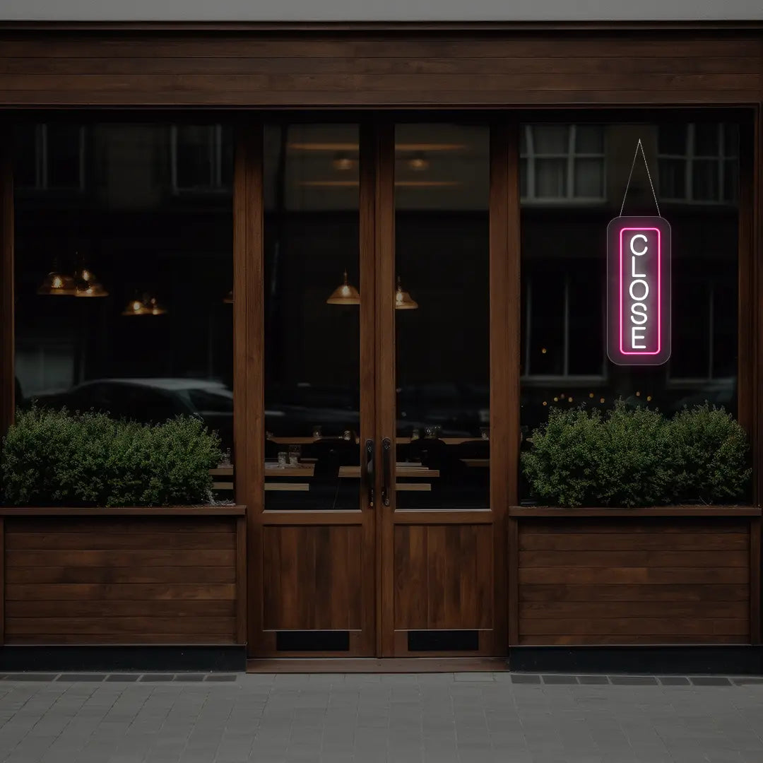 Vertical Close Neon Sign