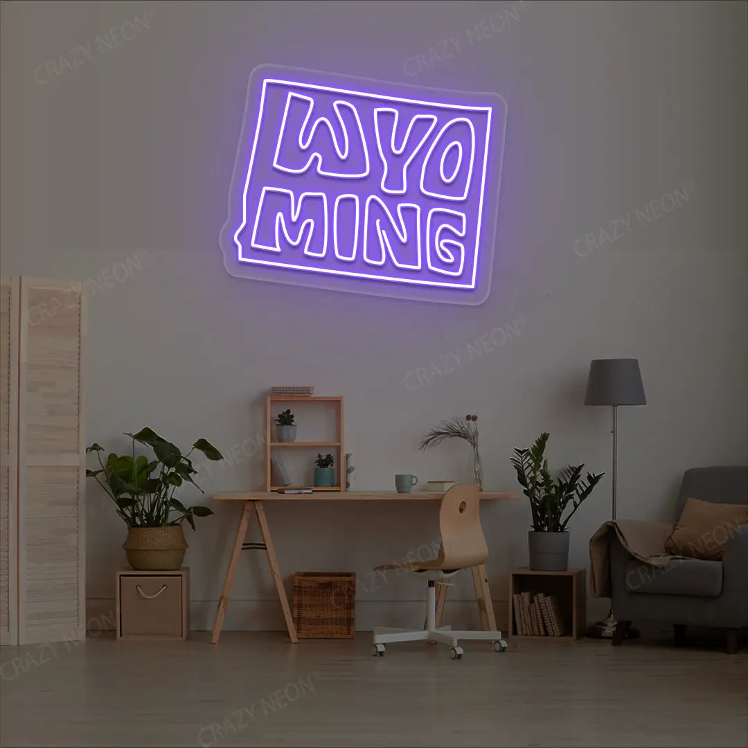 WYOMING Map Neon Sign