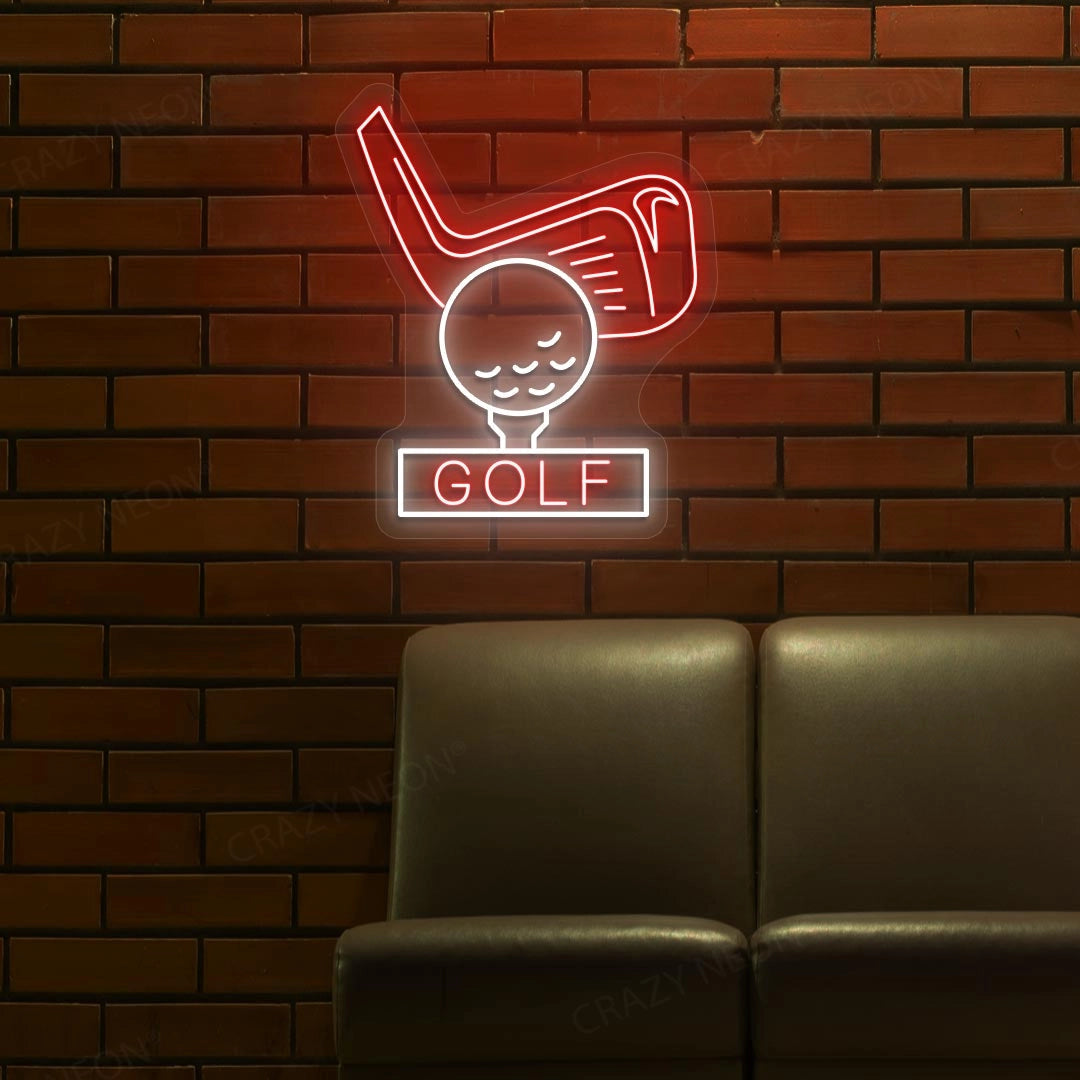 Golf Stick With Ball Neon Sign