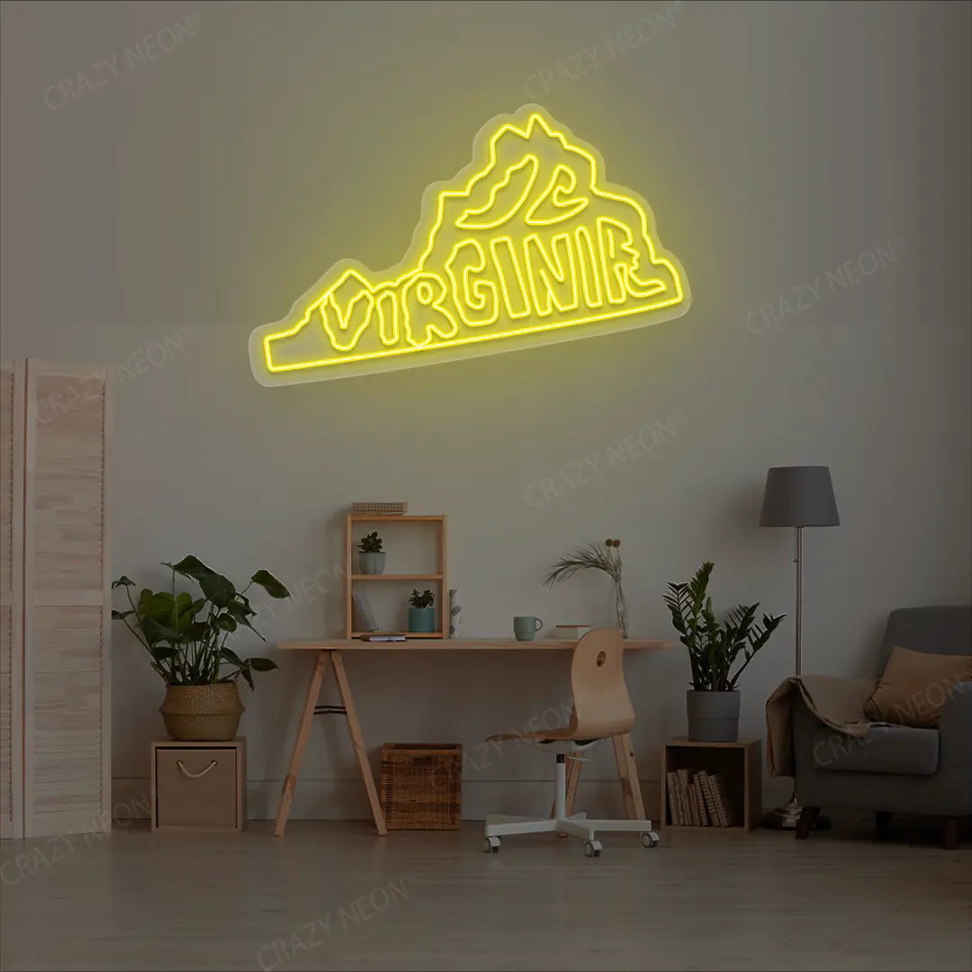 VIRGINIA Map Neon Sign