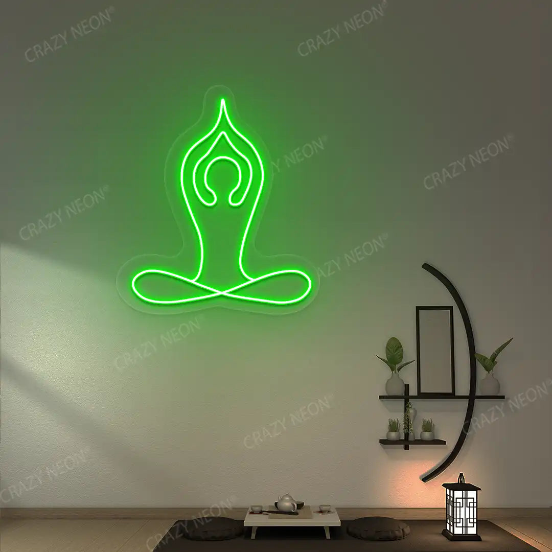 Padmasana With Raised Arms Yoga Neon Sign