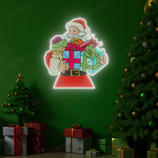 Santa Claus With Gift Neon Artwork Sign
