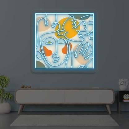 Abstract Face Neon Artwork Sign