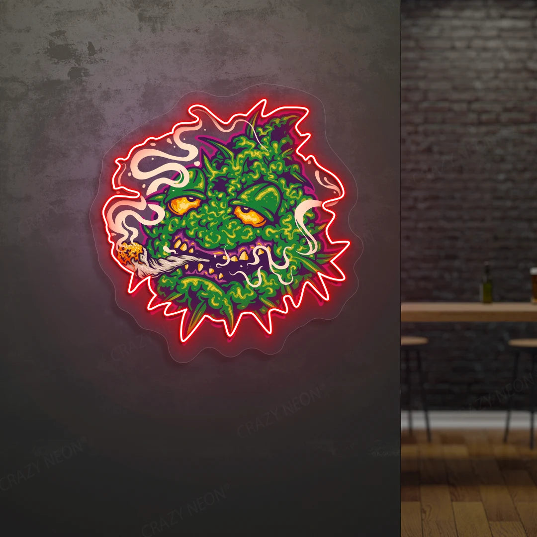 Trippy Weed Monster Neon Artwork Sign