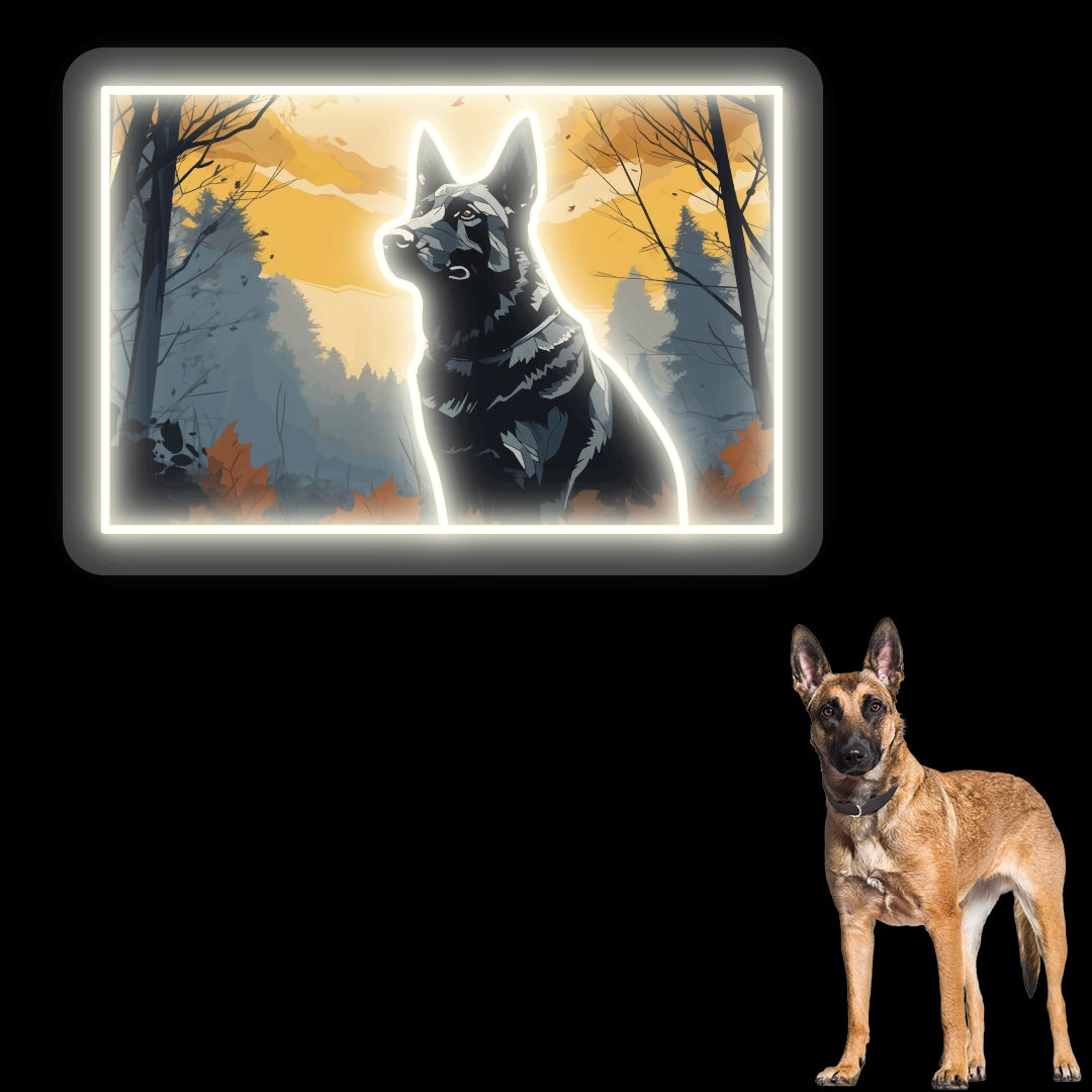 Misty Woods German Shepherd Neon Artwork Sign
