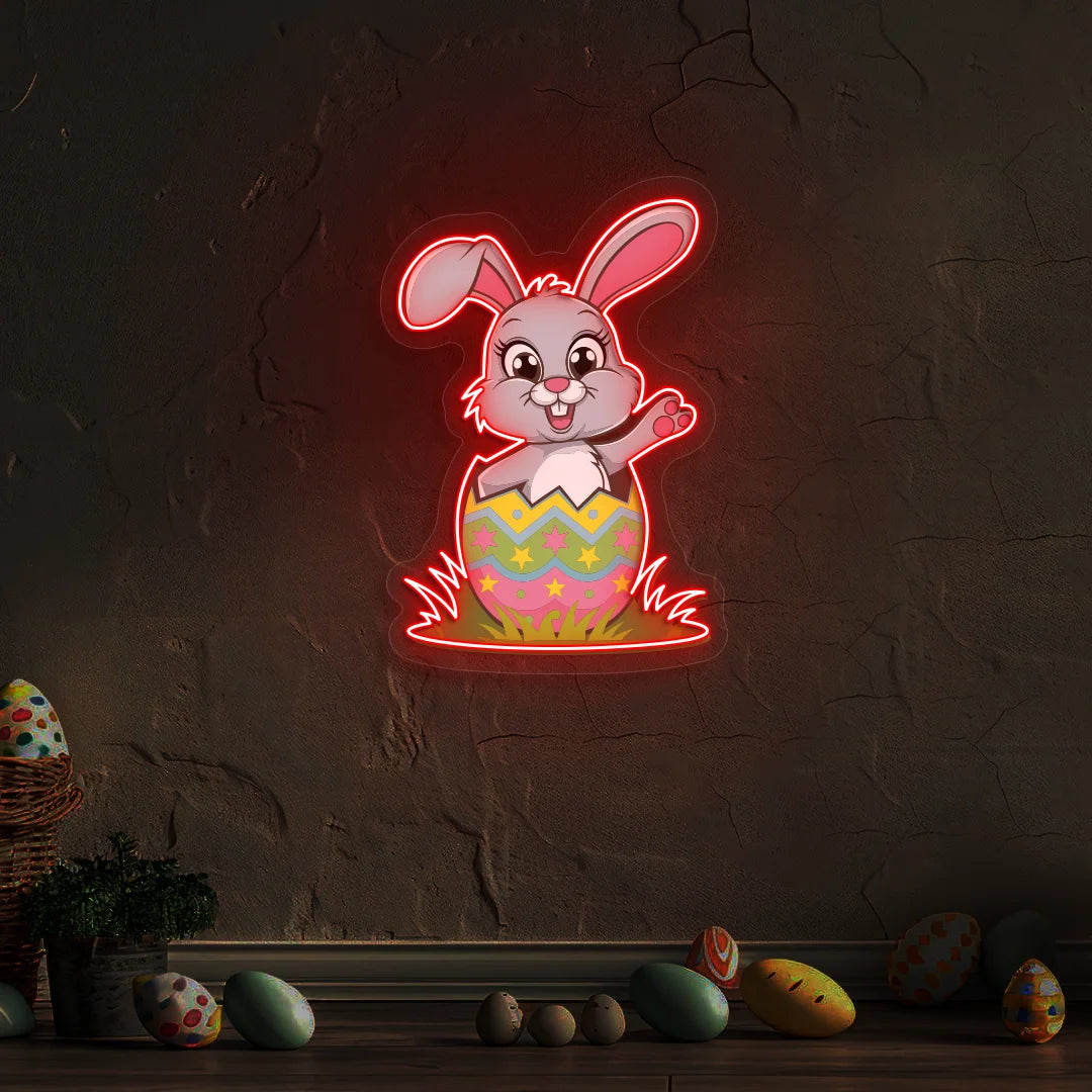 Easter Bunny in Egg Neon Artwork Sign