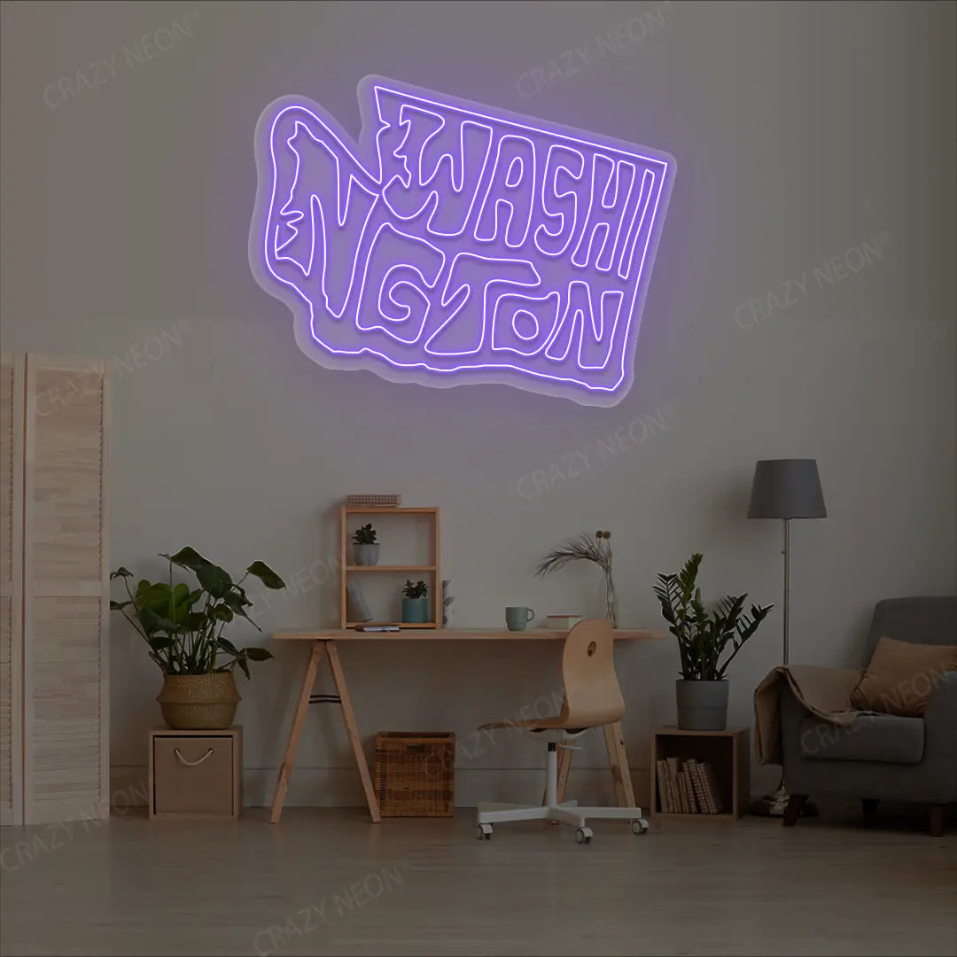 WASHINGTON Map Neon Sign
