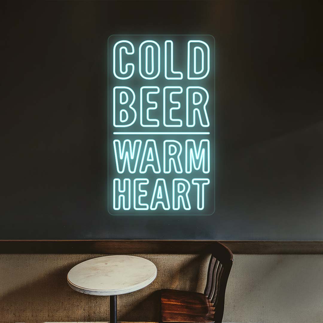 Cold Beer Warm Heart Bar Neon Sign