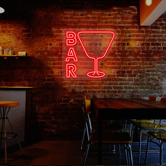 Glass and Bar Neon Sign