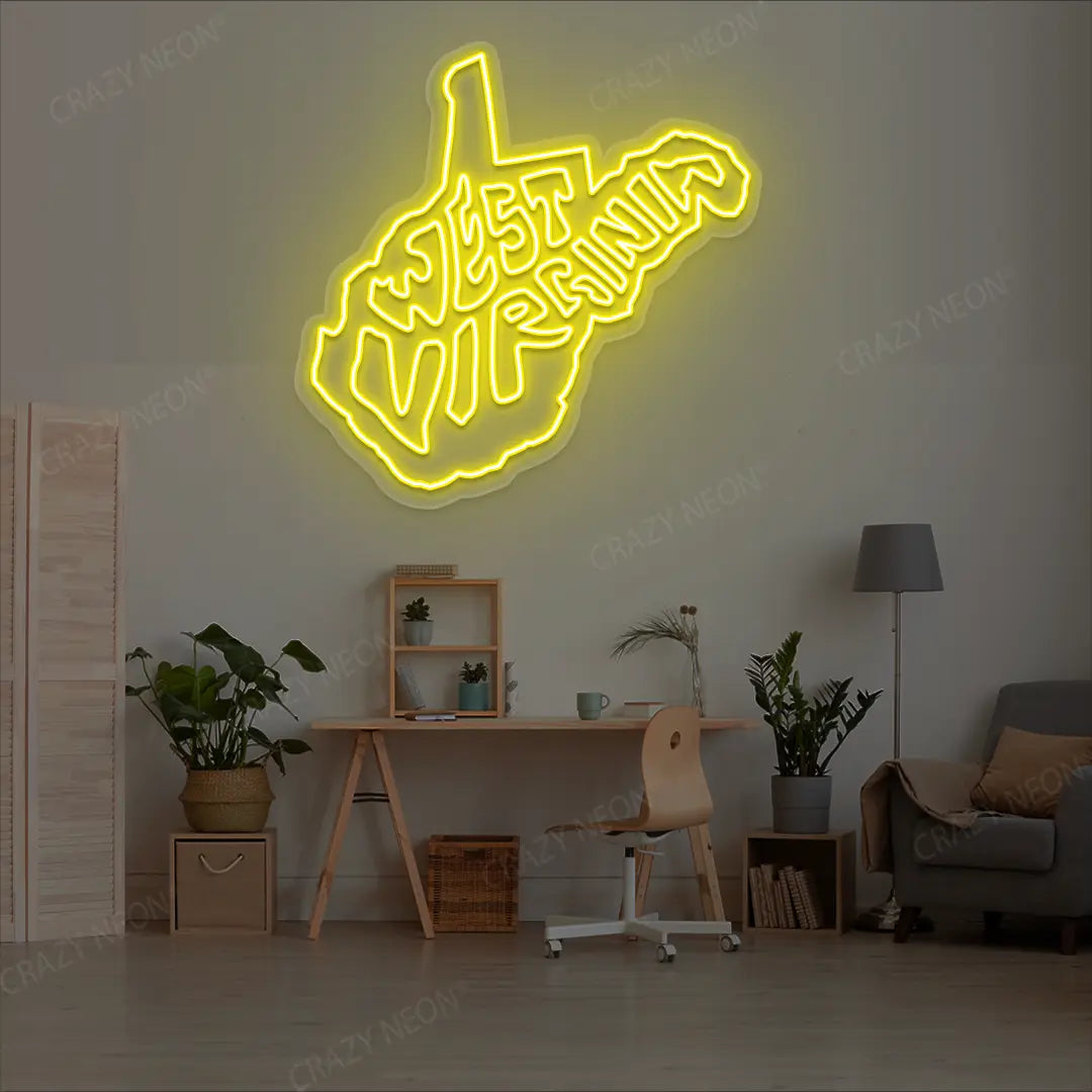 WEST VIRGINIA Map Neon Sign